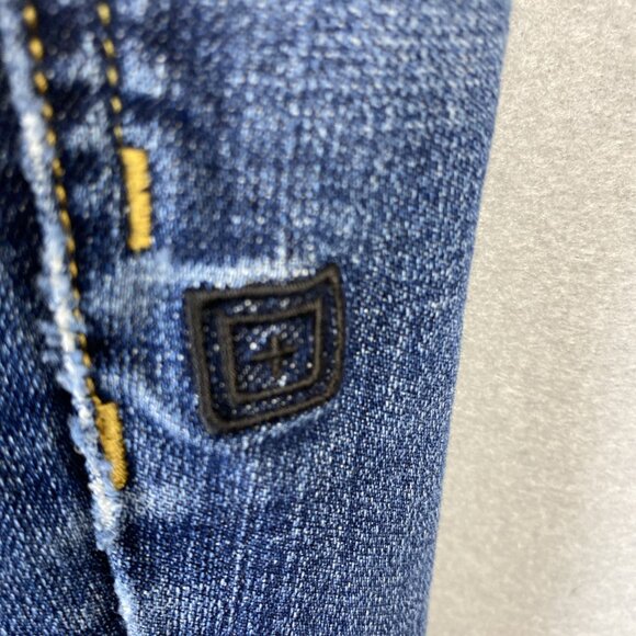 511 Tactical Skinny Jeans Men 38x32 Distressed Blue Stretch Denim Pants Workwear - Picture 2 of 16